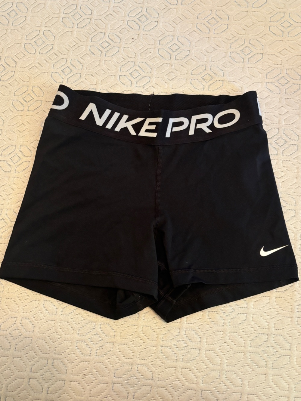 Nike Black Pro Training Shorts with White Swoosh